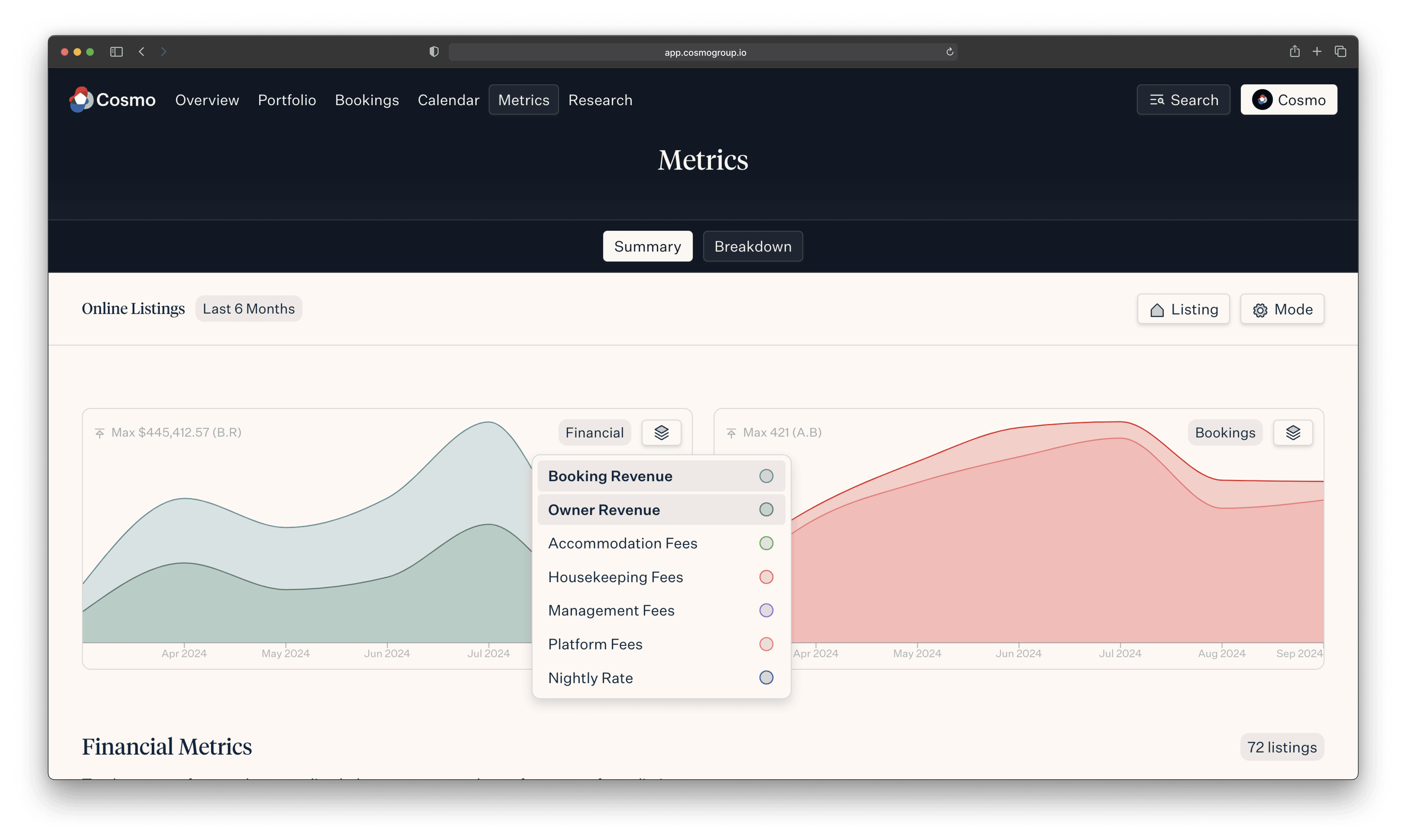 The Cosmo App provides a modern, intuitive interface for short-term rental owners and housekeeping partners.